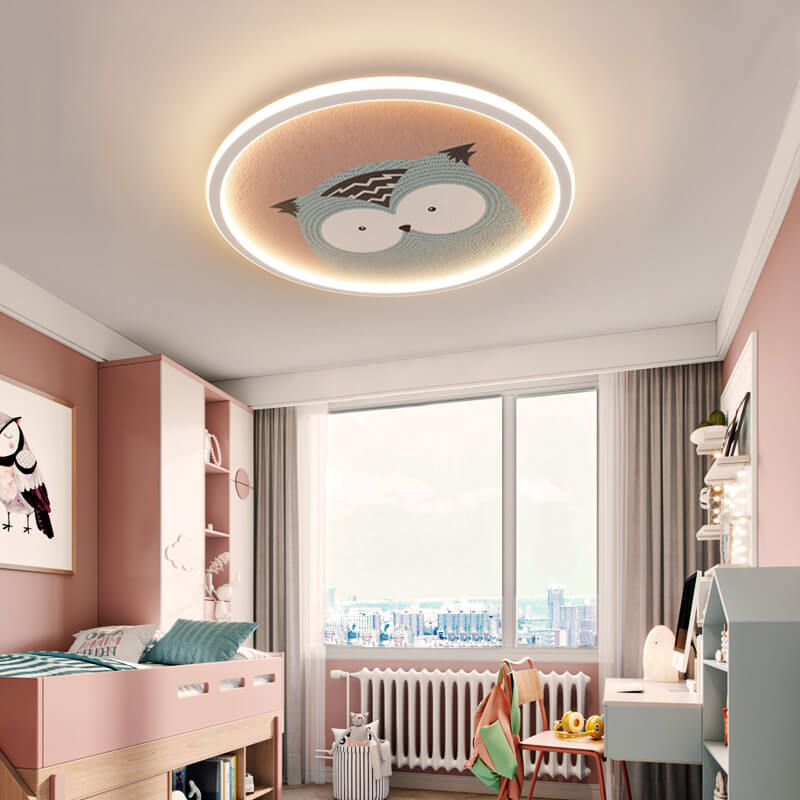 Plafonnier encastré en PVC, matériel en aluminium, rond et minimaliste moderne, avec animaux de dessin animé, pour chambre à coucher 