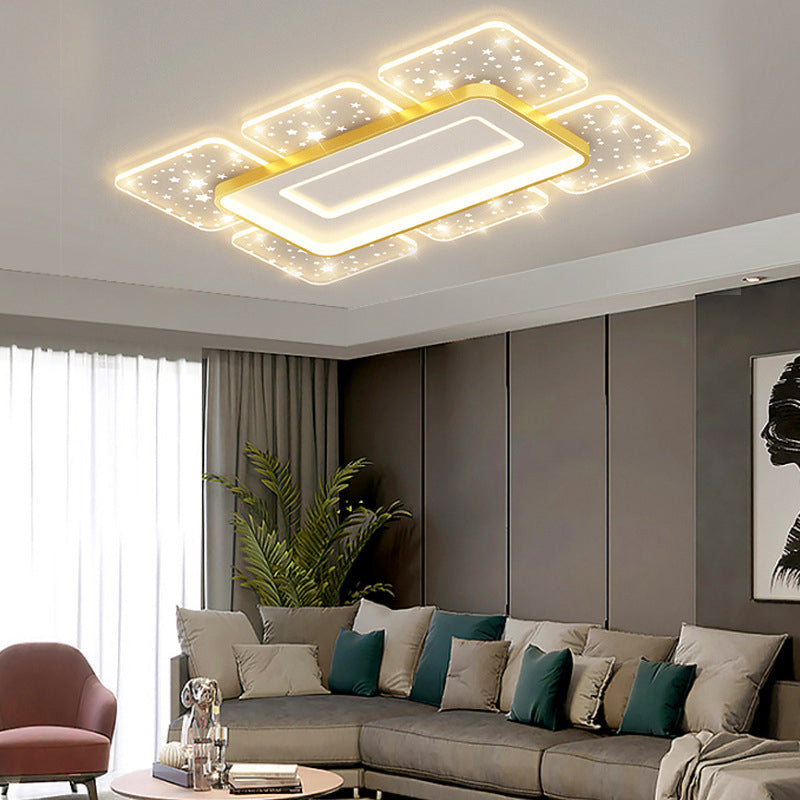 Contemporary Nordic Square Rectangular Acrylic LED Flush Mount Ceiling Light For Living Room