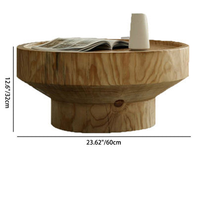 Traditional Japanese Round Wood Coffee Table For Living Room