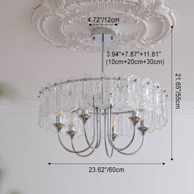 Tradiotional French Iron Glass Round Candlestick Holder 4/5/6 Light Chandeliers For Bedroom