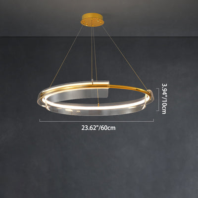 Contemporary Nordic Circle Round Tube Aluminum Acrylic LED Chandelier For Living Room