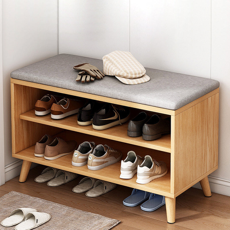 Contemporary Scandinavian Cotton Linen Solid Wood Shoe Storage 2-Storage For Entryways