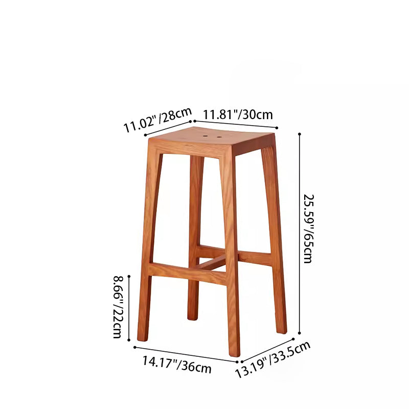 Modern Minimalist Rectangular Wooden Bar Stool Footrest For Dining Room