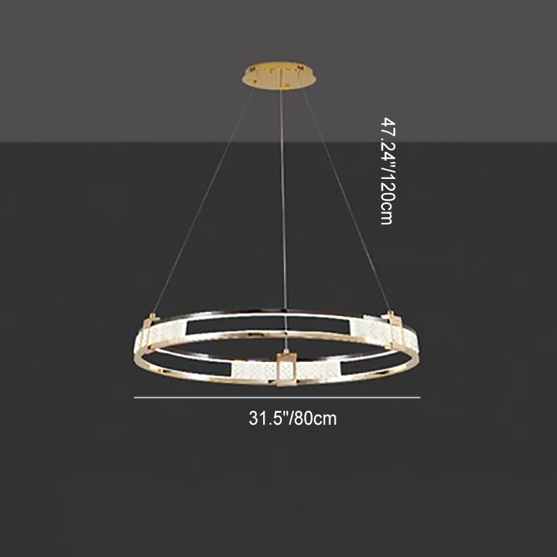 Modern Luxury Circle Aluminum Crystal Glass LED Chandelier For Living Room