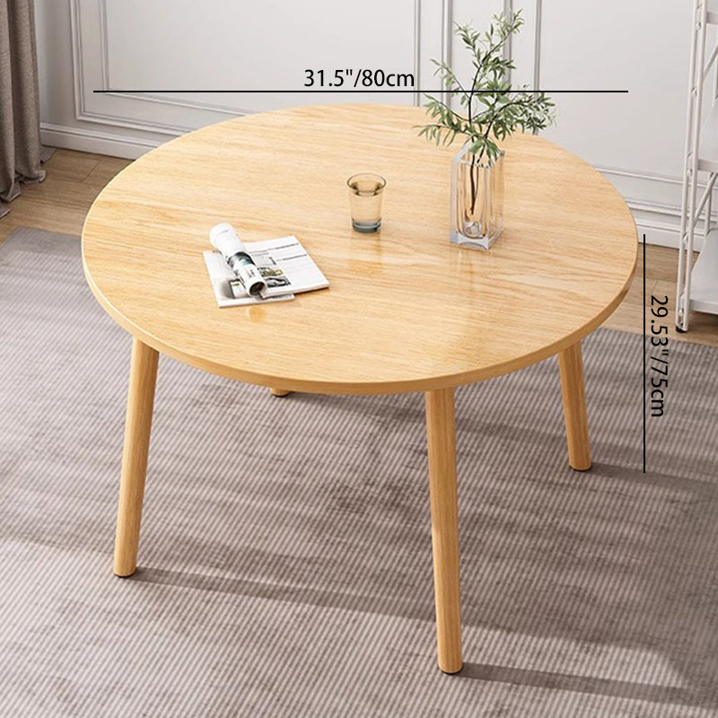 Modern Minimalist Round Faux Slab Wood Dining Table For 4 Seats