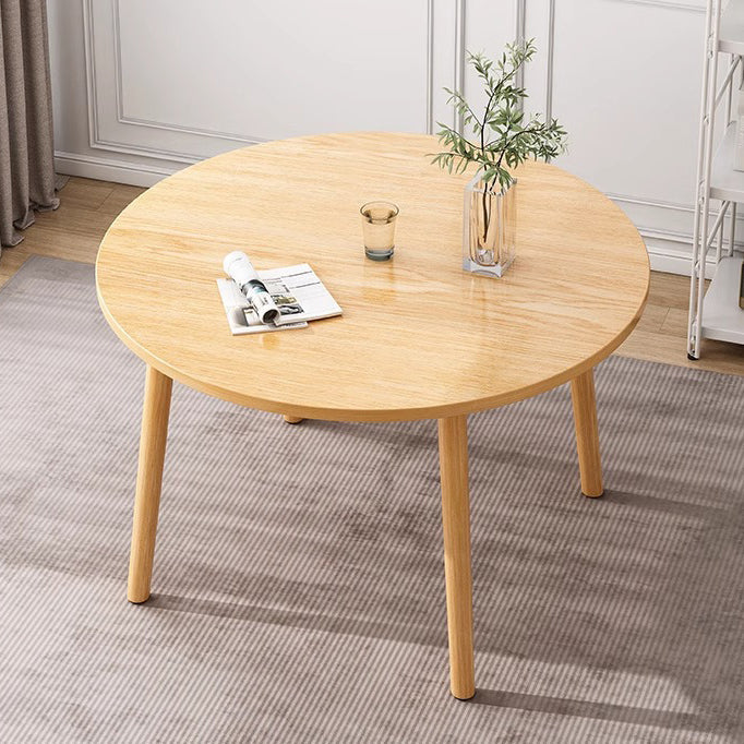 Modern Minimalist Round Faux Slab Wood Dining Table For 4 Seats