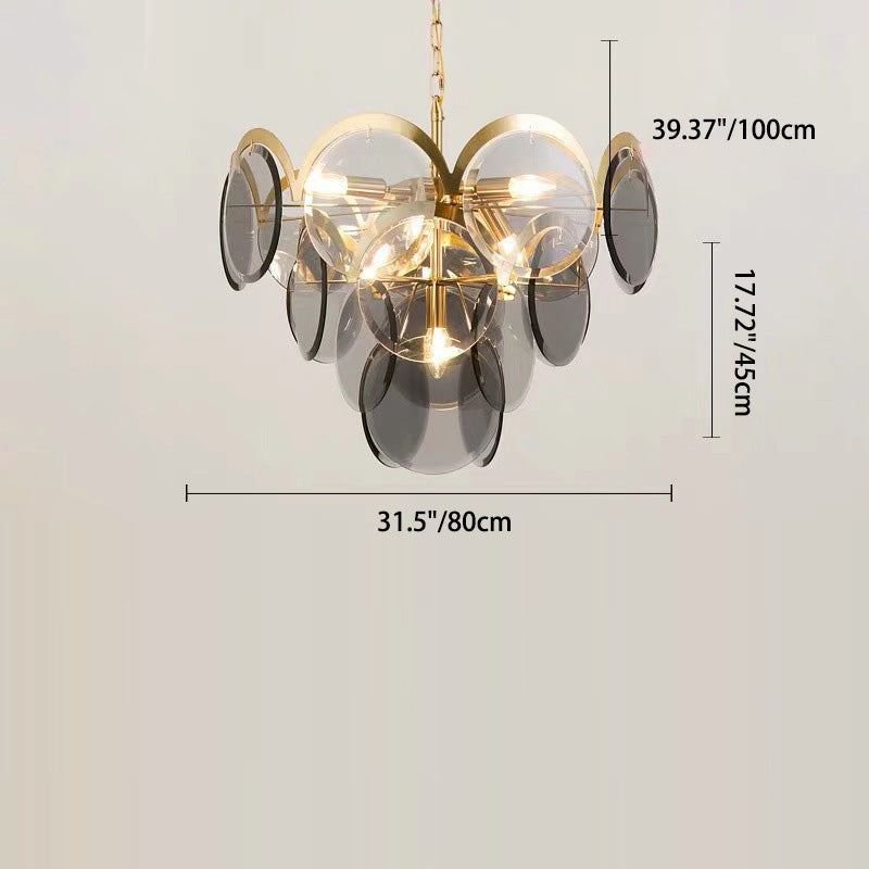 Contemporary Luxury Iron Glass Conic 7/13 Light Chandelier For Living Room