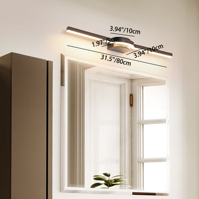 Modern Minimalist Long Rectangular Bent Half Round Base Iron Aluminum Acrylic LED Vanity Light Mirror Front Wall Sconce Lamp For Bathroom