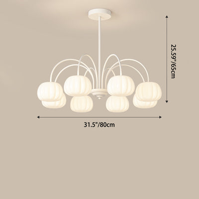 Contemporary Creative Branch Curved Rod Pumpkin PE Iron 5/6/8 Light Chandelier For Living Room