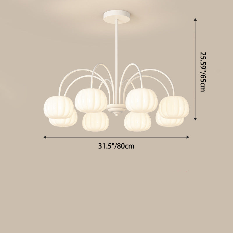 Contemporary Creative Branch Curved Rod Pumpkin PE Iron 5/6/8 Light Chandelier For Living Room