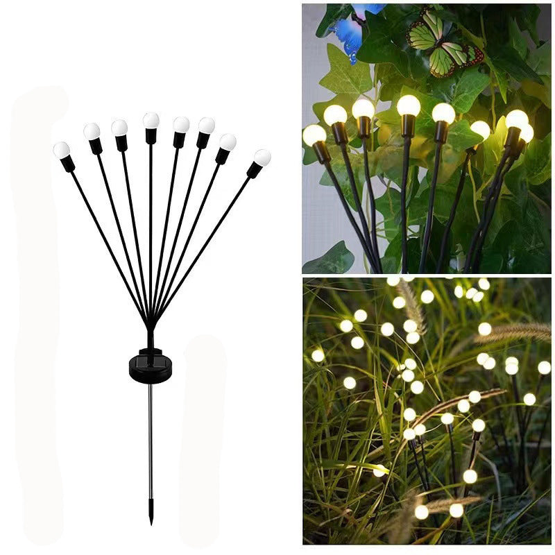 Contemporary Creative Waterproof Solar Multi Head Flowery Small Orb Plastic LED Outdoor Light For Garden