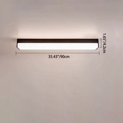 Modern Minimalist Long Rectangle Aluminum PC LED Flush Mount Ceiling Light For Outdoor Patio