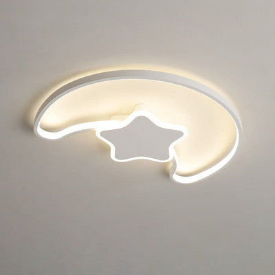 Contemporary Creative Star Moon Acrylic Shade Iron LED Flush Mount Ceiling Light For Living Room