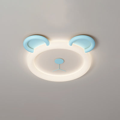 Contemporary Creative Cartoon Panda PE Resin LED Kids Flush Mount Ceiling Light For Bedroom