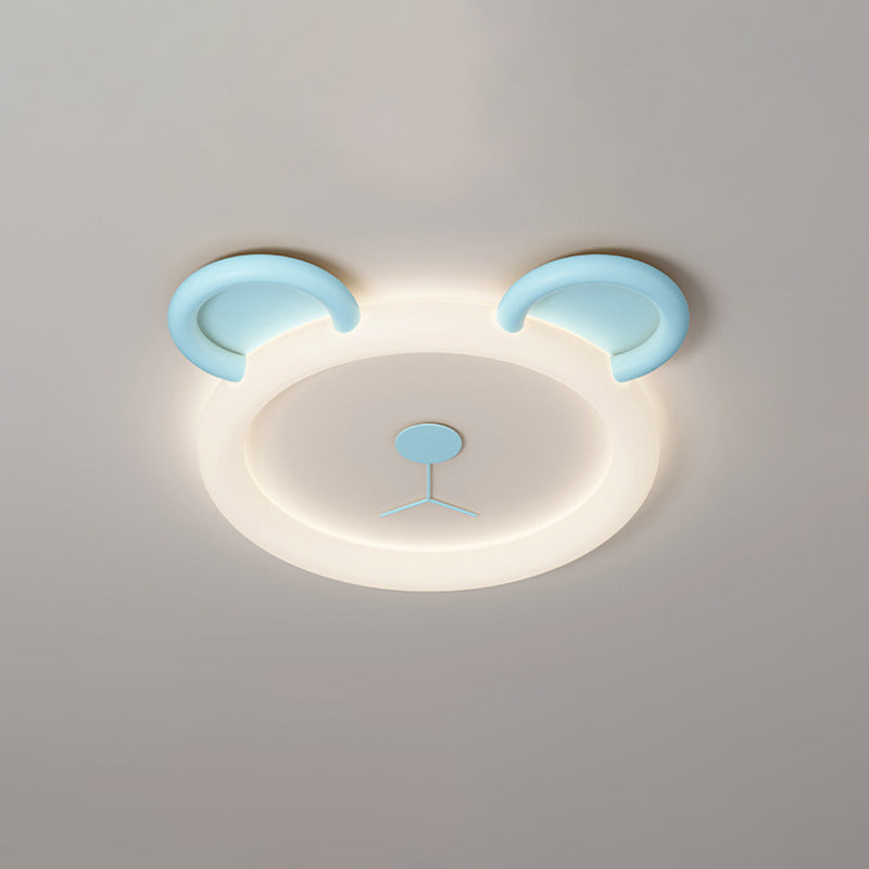 Contemporary Creative Cartoon Panda PE Resin LED Kids Flush Mount Ceiling Light For Bedroom