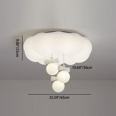 Modern Minimalist Clouds Spherical Bow Iron Plastic LED Flush Mount Ceiling Light For Bedroom