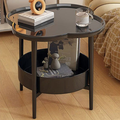 Contemporary Creative Flower Shape Tray Top Side Table 2-Tier Cabinet For Living Room