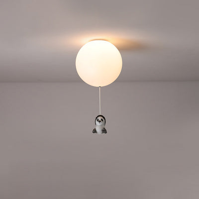 Modern Minimalist Bear Balloon PE Resin 1/3 Light Flush Mount Ceiling Light For Bedroom