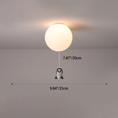 Modern Minimalist Bear Balloon PE Resin 1/3 Light Flush Mount Ceiling Light For Bedroom