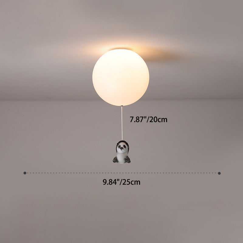 Modern Minimalist Bear Balloon PE Resin 1/3 Light Flush Mount Ceiling Light For Bedroom