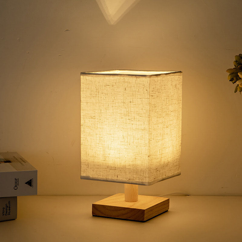 Contemporary Creative Fabric Square USB LED Table Lamp For Bedroom