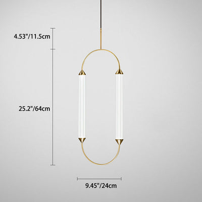 Contemporary Industrial Strip Elliptical Iron Glass LED Pendant Light For Dining Room