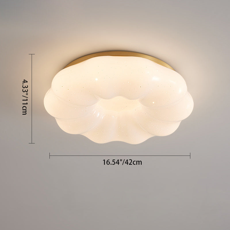 Contemporary Simplicity Copper Acrylic Flower Shade LED Semi-Flush Mount Ceiling Light For Living Room