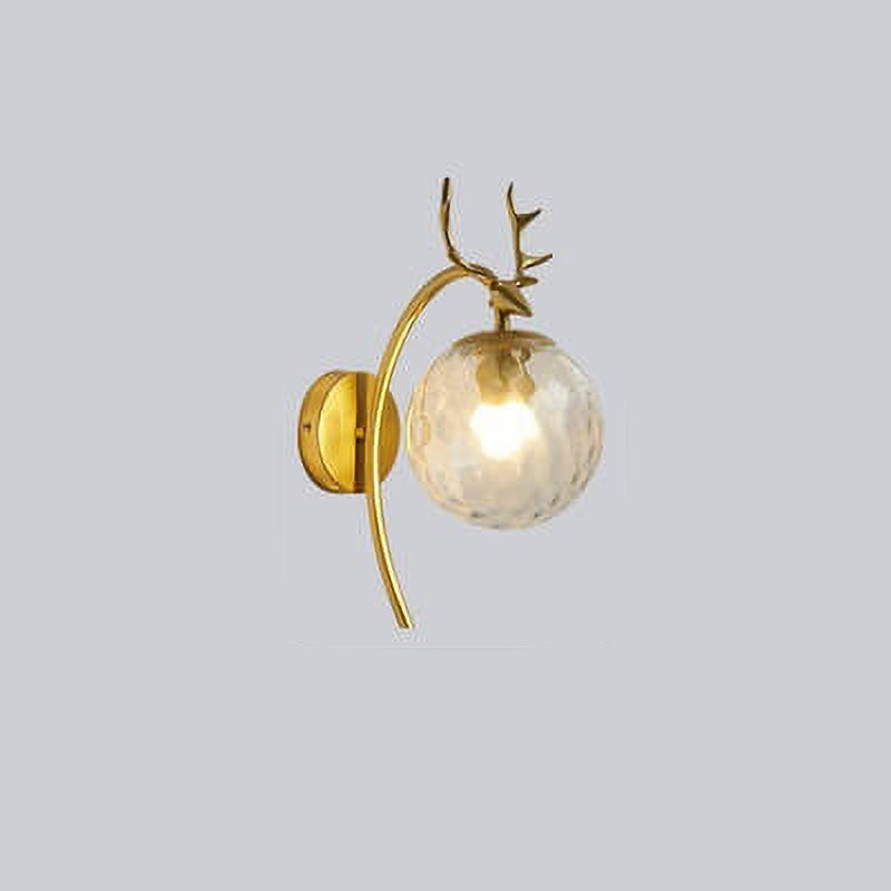 Nordic Light Luxury Iron Antler Global Glass 1-Light Wall Sconce Lamp