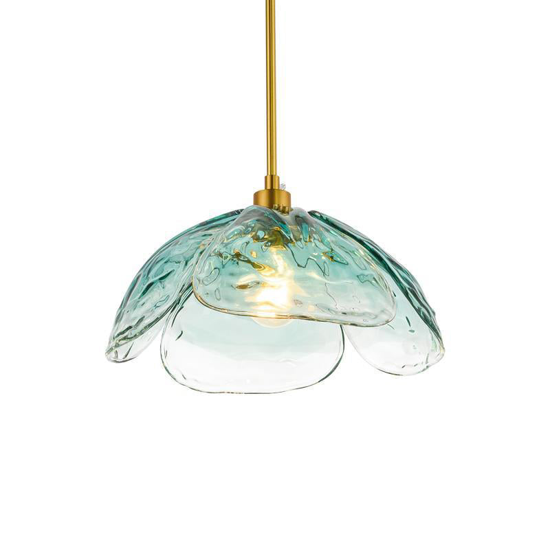 Contemporary Creative Petal Glass Design Brass 1-Light Pendant Light For Bedroom