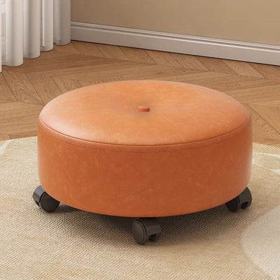 Modern Minimalist Removable Round Microfiber Leather Solid Wood Chair Backless Armless For Living Room