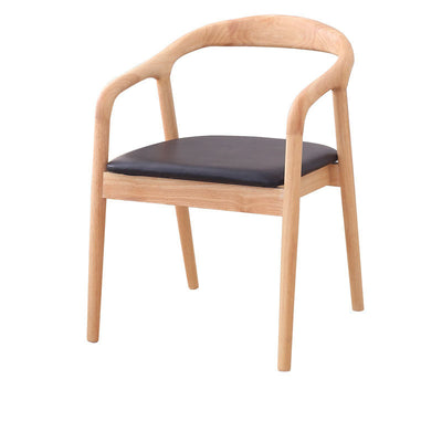 Modern Minimalist Arched Curve Frame Solid Wood Linen Dining Chair Backrest Armrest For Dining Room