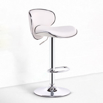 Modern Minimalist Curve Triangle Round Napa Leather Metal Bar Stool Backrest Armless For Dining Room