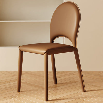 Contemporary Nordic Square Oval Leather Carbon Steel Dining Chair Backrest For Dining Room