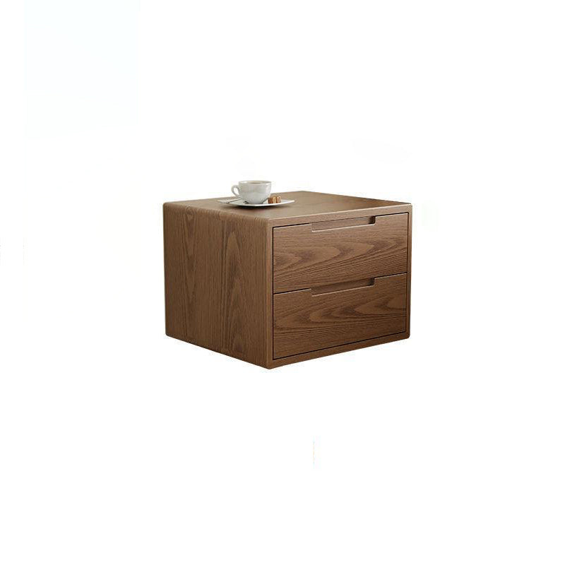 Modern Simplicity Square Rubber Wood Nightstand 1/2 Drawer For Bedside