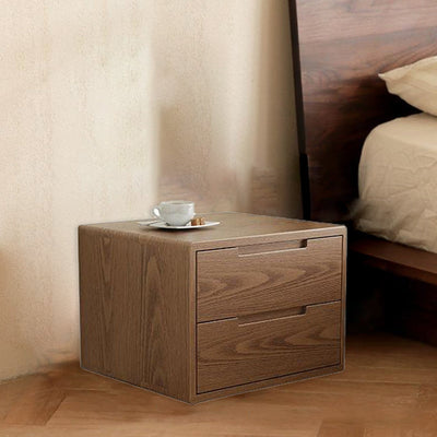 Modern Simplicity Square Rubber Wood Nightstand 1/2 Drawer For Bedside