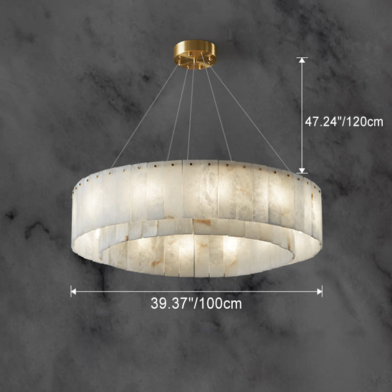 Contemporary Scandinavian Round Copper Stone 8/12/14 Light Chandelier For Living Room