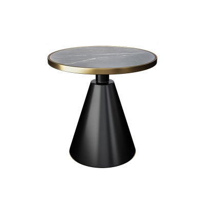 Contemporary Luxury Round Sintered Stone Top Conical Metal Base Coffee Table For Living Room