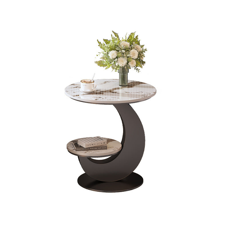 Contemporary Luxury Round Sintered Stone Top Coffee Table For Living Room