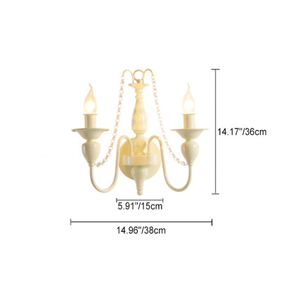 Traditional French Iron Crystal Candle 1/2 Light Wall Sconce Lamp For Bedroom