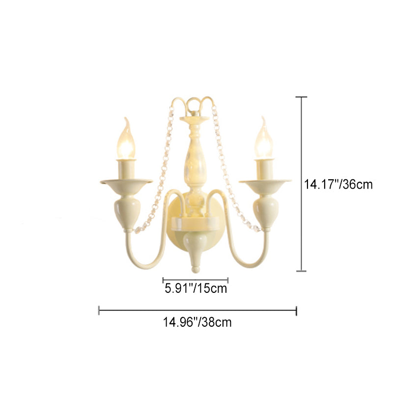 Traditional French Iron Crystal Candle 1/2 Light Wall Sconce Lamp For Bedroom