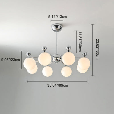 Modern Minimalist Round Ball Glass Iron 5/8 Light Chandelier for Living Room