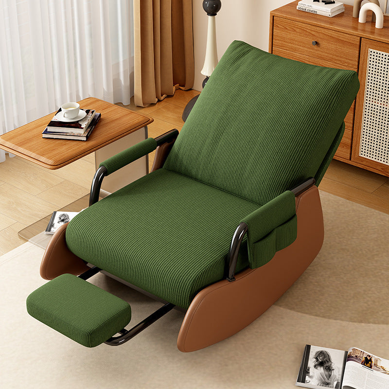 Modern Simplicity Corduroy Cotton Sponge Leather Wood Carbon Steel Square Recliner Foldable Backrest Footrest For Bedroom