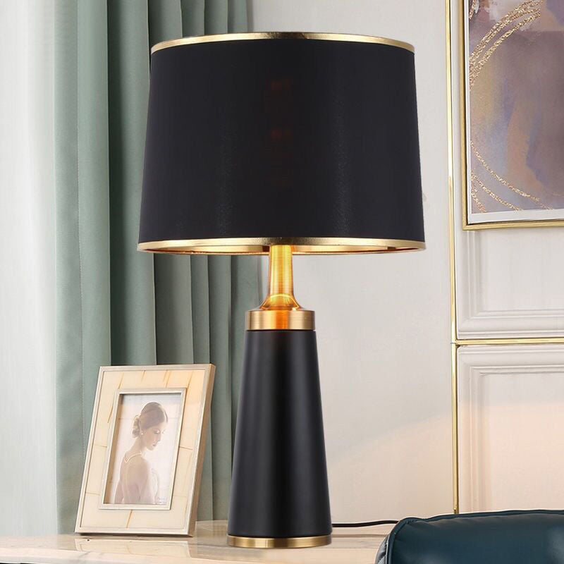 Modern Transitional Cylinder Iron Fabric 1-Light Table Lamp For Living Room