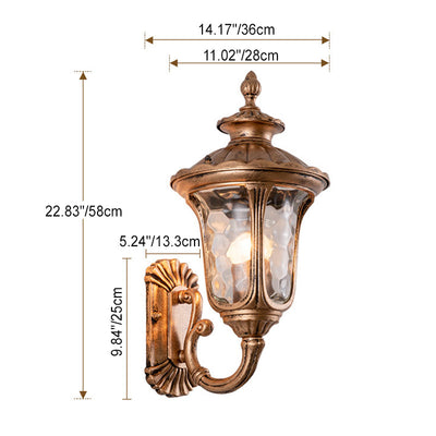 Traditional European Waterproof Castle Shaped Aluminum Glass 1-Light Outdoor Wall Sconce Lamp For Garden