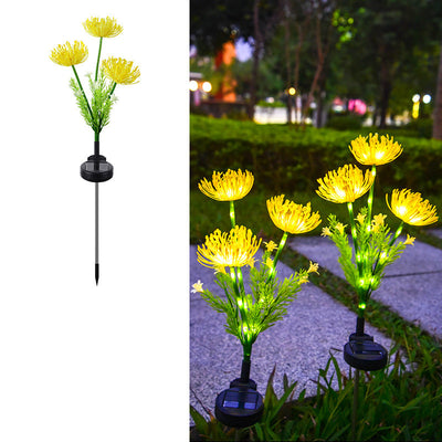 Modern Art Deco Waterproof Solar Plastic Stainless Steel ABS Simulated Flower LED Landscape Light For Garden