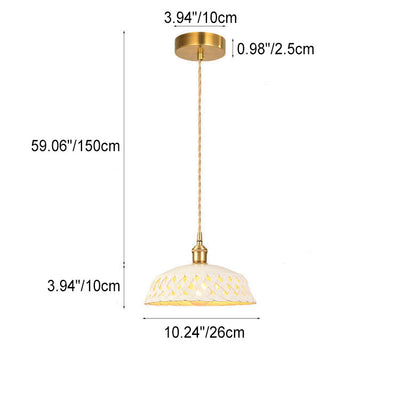 Nordic Minimalist Ceramic Hollow Design Dome Brass 1-Light Pendant Light