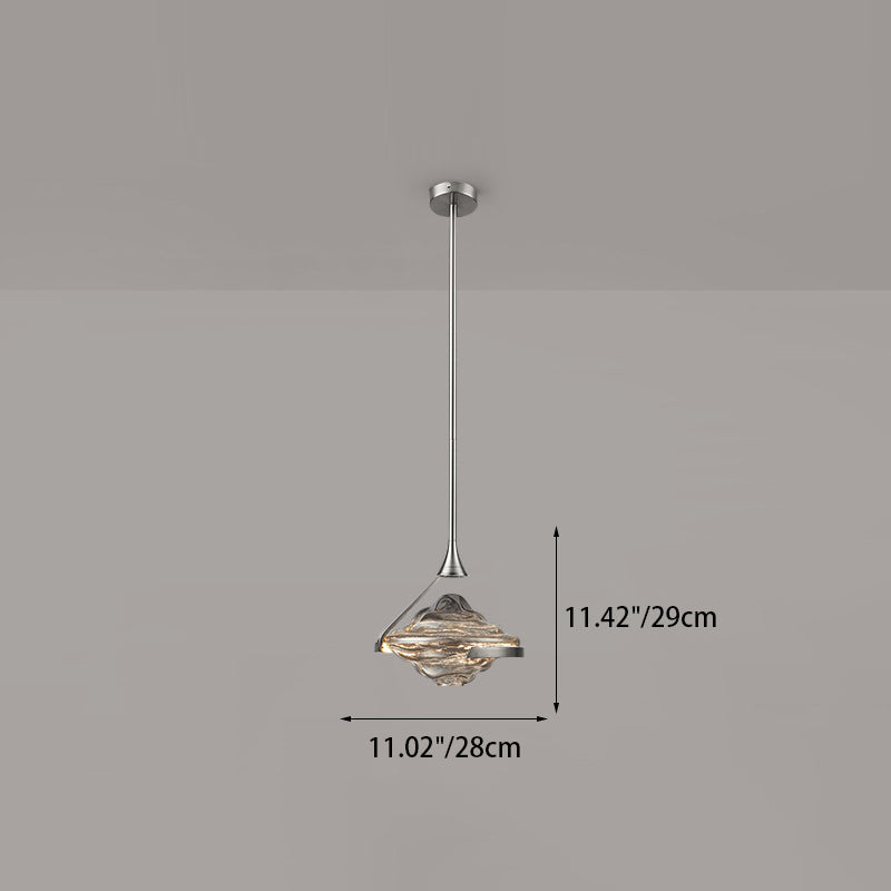 Modern Minimalist Irregular Diamond Iron Glass LED Pendant Light For Bedroom