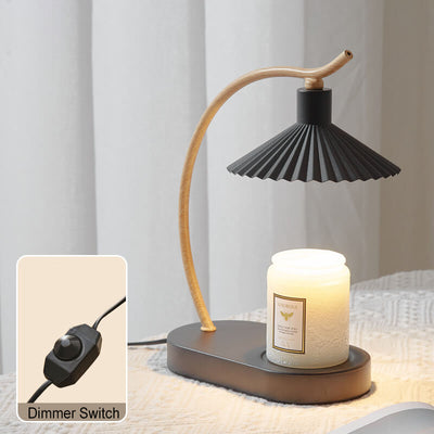 Modern Creative Iron Umbrella Shape Arc Imitation Wood Grain Lamp Arm 1-Light Melting Wax Table Lamp