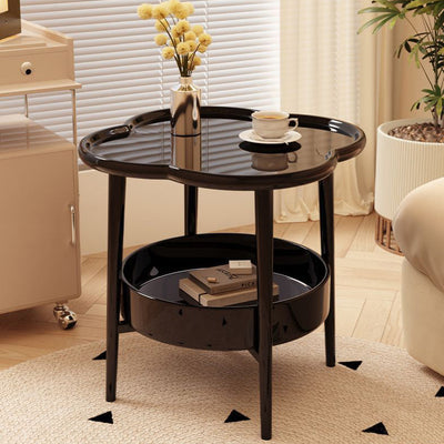 Modern Minimalist Round Floral Metal Coffee Table Four Legs For Living Room