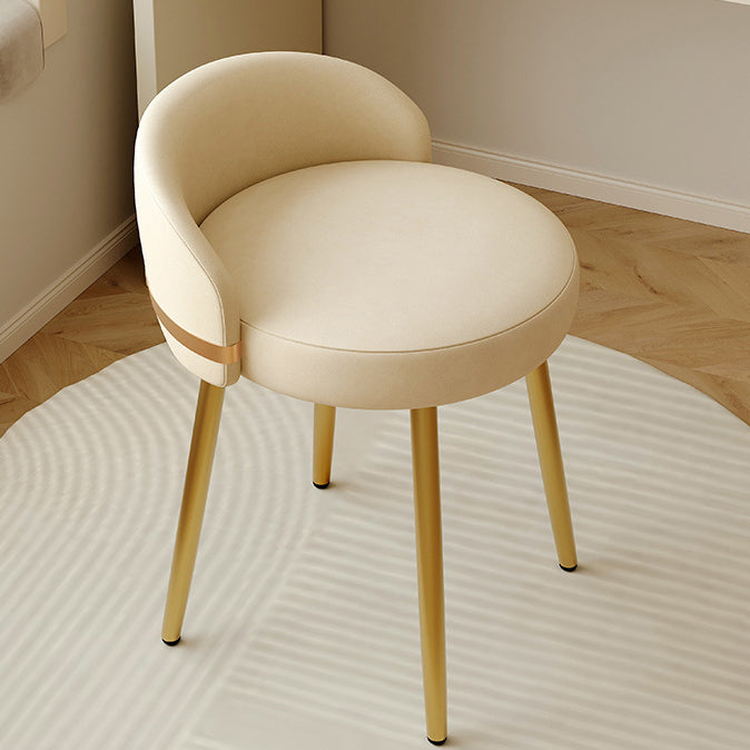 Tabouret de coiffeuse rond en cuir et métal avec dossier en éponge pour chambre à coucher 